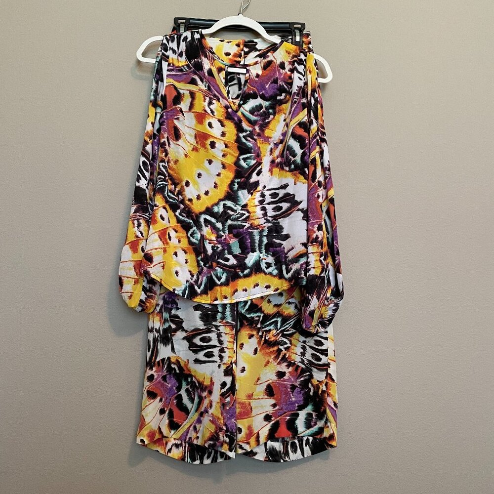 New York & Co, XS, Butterfly Outfit, Cropped Wide leg pants & Cold Shoulder top